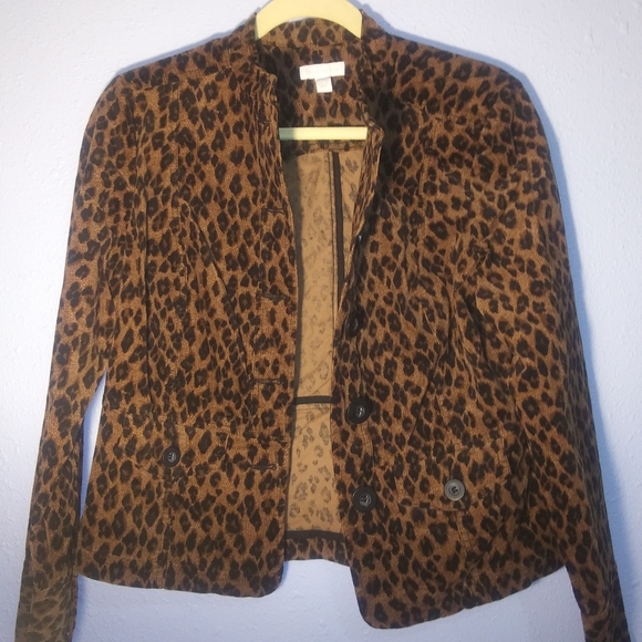 Charter Club Corduroy Leopard Print Small Jacket EUC! - Picture 2 of 12